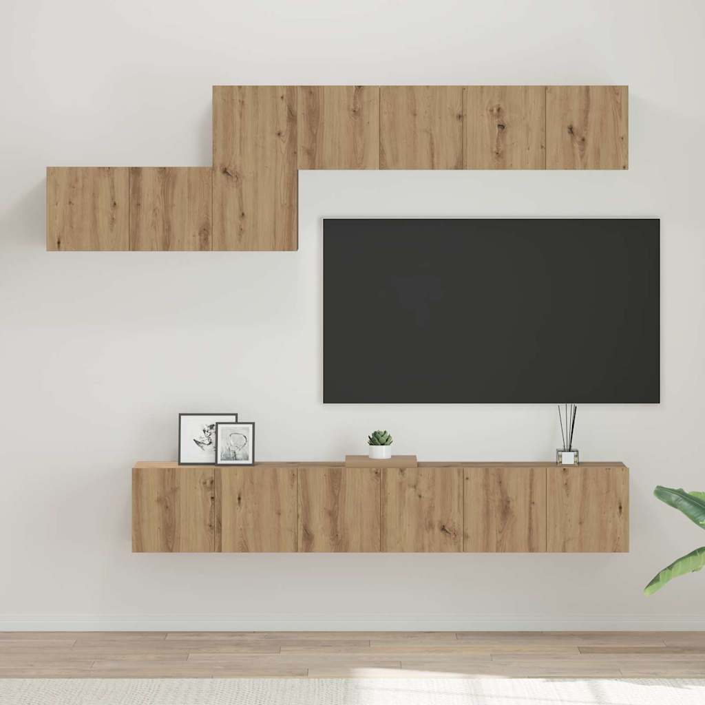 TV-Möbel-Set 7 pcs Eiche handwerklich 60 x 30 x 30 cm