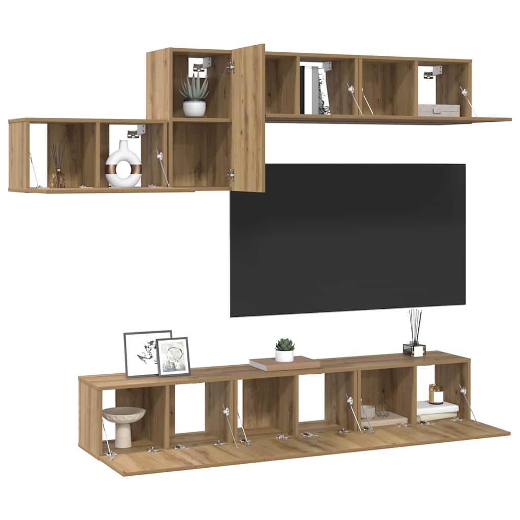 TV-Möbel-Set 7 pcs Eiche handwerklich 60 x 30 x 30 cm