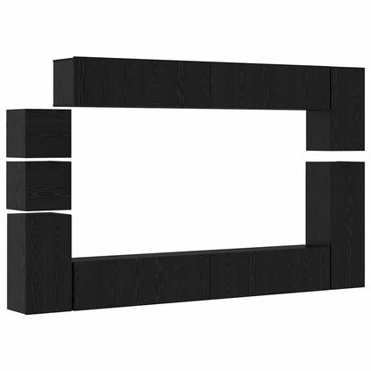 TV-Möbel-Set Wandmontiert 9 pcs Schwarze Eiche Holzwerkstoff