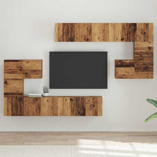 TV-Möbel-Set 8 pcs Altholz Mittel 30,5 x 30 x 30 cm