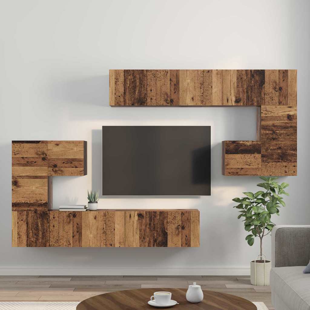 TV-Möbel-Set 8 pcs Altholz Mittel 30,5 x 30 x 30 cm