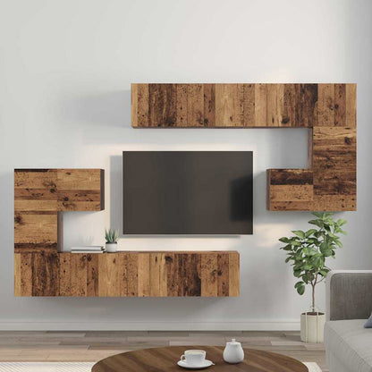TV-Möbel-Set 8 pcs Altholz Mittel 30,5 x 30 x 30 cm