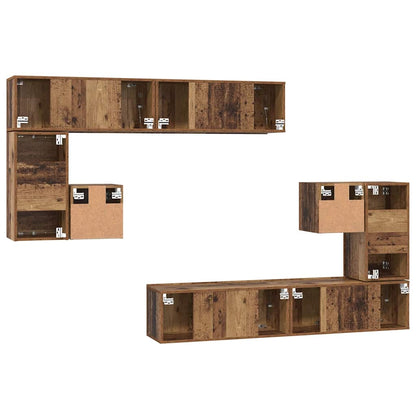 TV-Möbel-Set 8 pcs Altholz Mittel 30,5 x 30 x 30 cm