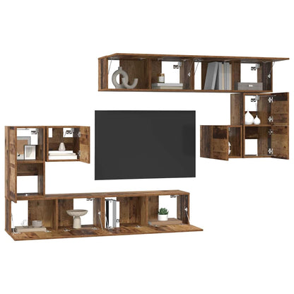 TV-Möbel-Set 8 pcs Altholz Mittel 30,5 x 30 x 30 cm
