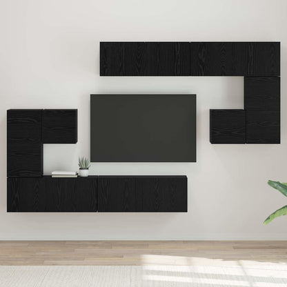 TV-Möbel-Set Wandmontiert 8 pcs Schwarze Eiche