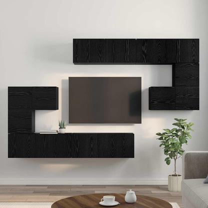 TV-Möbel-Set Wandmontiert 8 pcs Schwarze Eiche