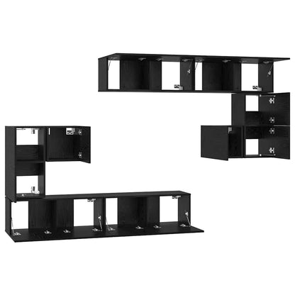 TV-Möbel-Set Wandmontiert 8 pcs Schwarze Eiche