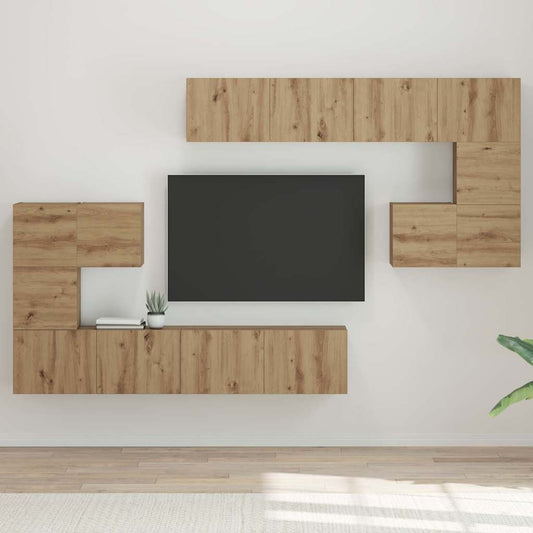 TV-Möbel-Set Wandmontiert 8 pcs Eiche handwerklich