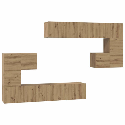 TV-Möbel-Set Wandmontiert 8 pcs Eiche handwerklich