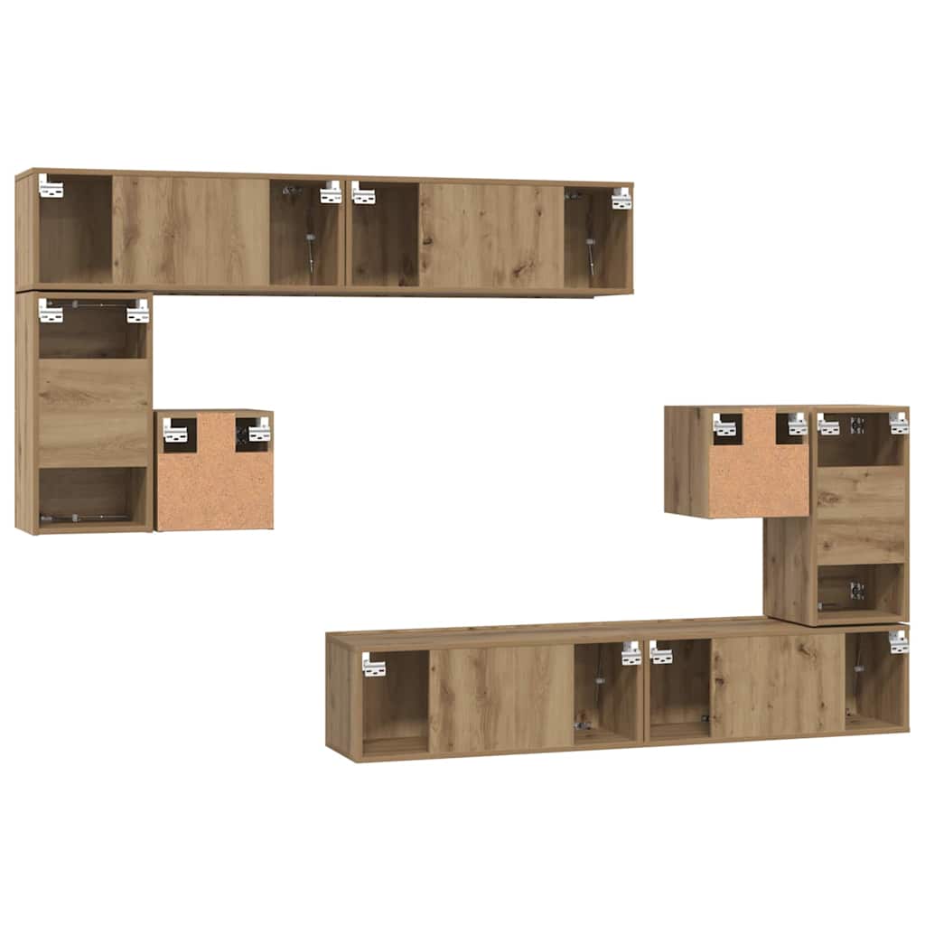TV-Möbel-Set Wandmontiert 8 pcs Eiche handwerklich