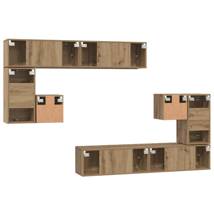 TV-Möbel-Set Wandmontiert 8 pcs Eiche handwerklich