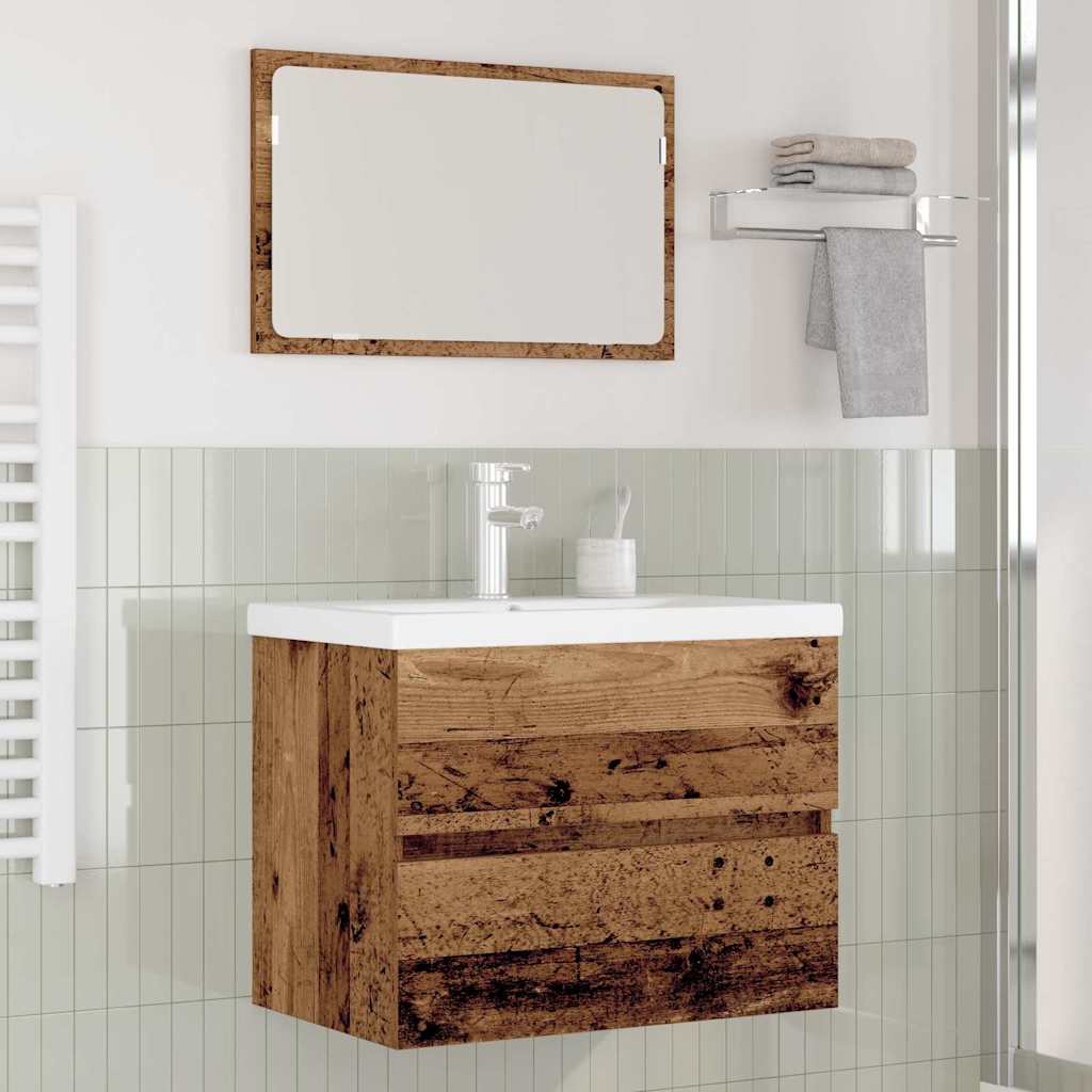 Badezimmermöbel Set mit Spiegel 3 pcs Altholz 60 x 38.5 x 45 cm