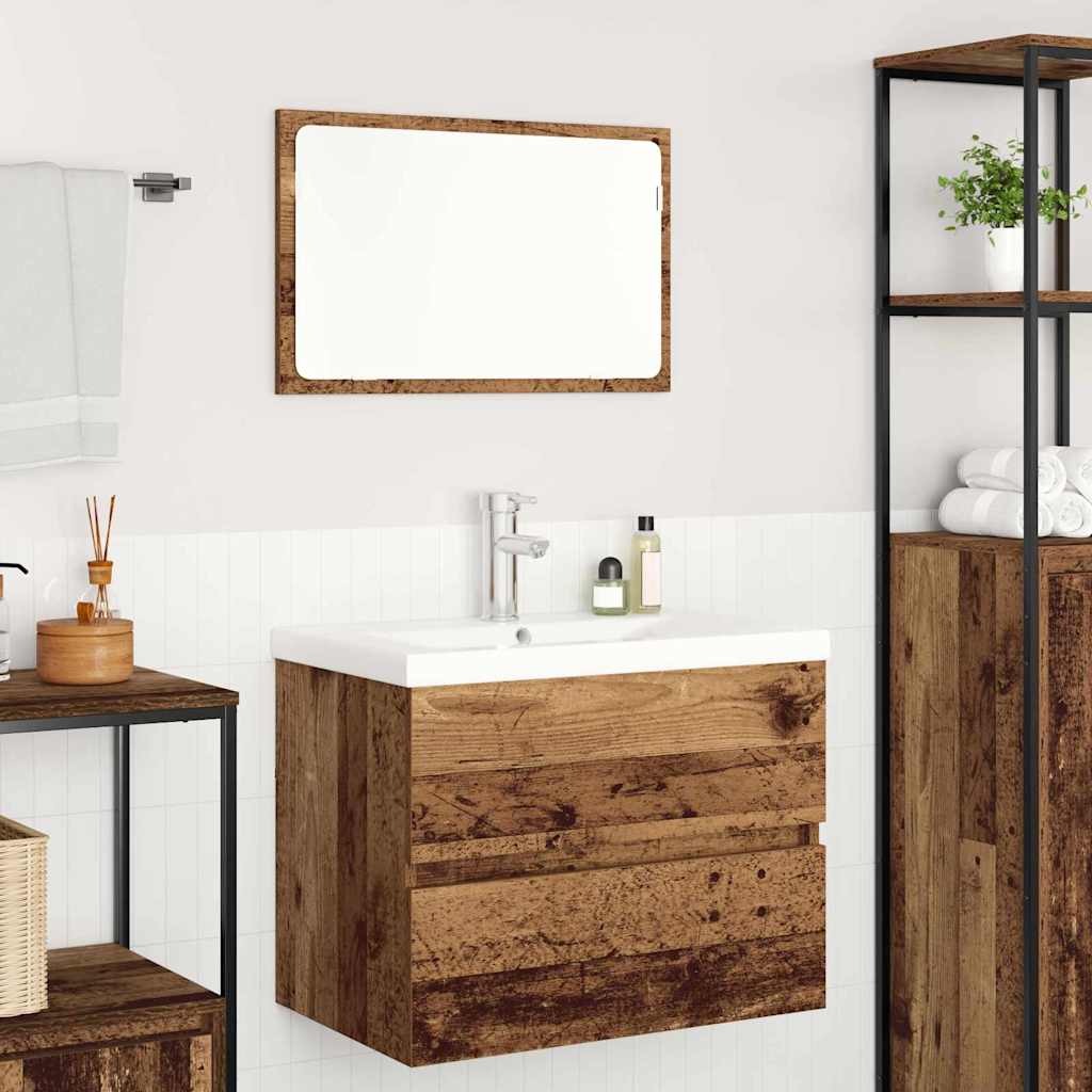 Badezimmermöbel Set mit Spiegel 3 pcs Altholz 60 x 38.5 x 45 cm