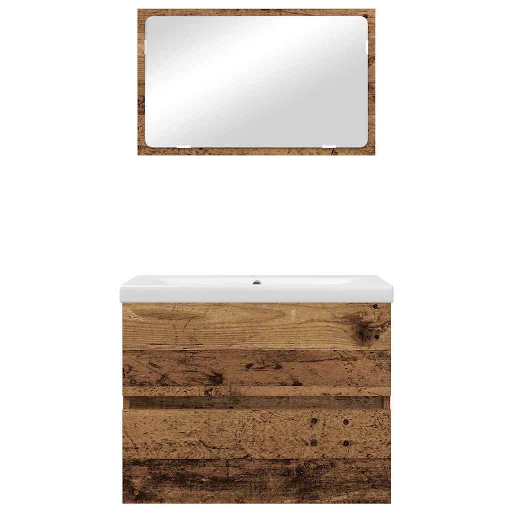 Badezimmermöbel Set mit Spiegel 3 pcs Altholz 60 x 38.5 x 45 cm