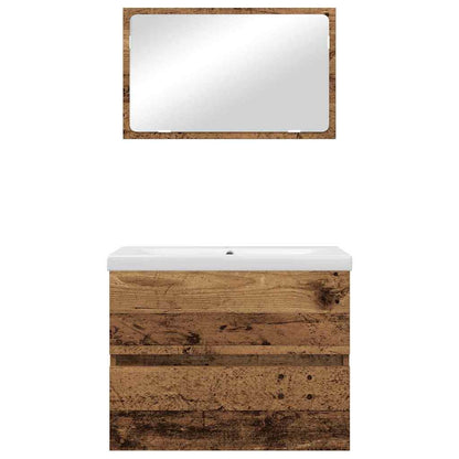 Badezimmermöbel Set mit Spiegel 3 pcs Altholz 60 x 38.5 x 45 cm