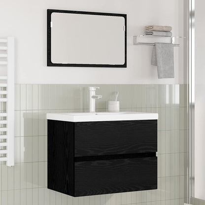 Badezimmermöbel Set Wandmontiert 3 pcs Schwarz Eichen-Optik
