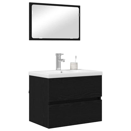 Badezimmermöbel Set Wandmontiert 3 pcs Schwarz Eichen-Optik