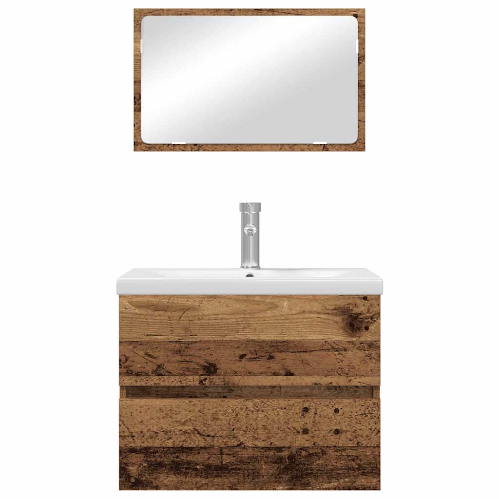 Badezimmermöbel Set mit Spiegel 3 pcs Altholz 60 x 38.5 x 45 cm