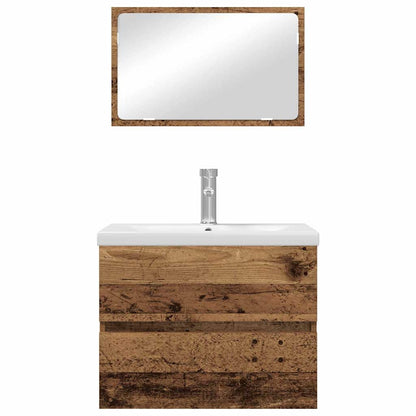 Badezimmermöbel Set mit Spiegel 3 pcs Altholz 60 x 38.5 x 45 cm