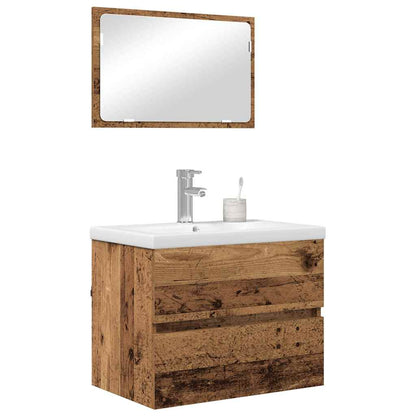 Badezimmermöbel Set mit Spiegel 3 pcs Altholz 60 x 38.5 x 45 cm