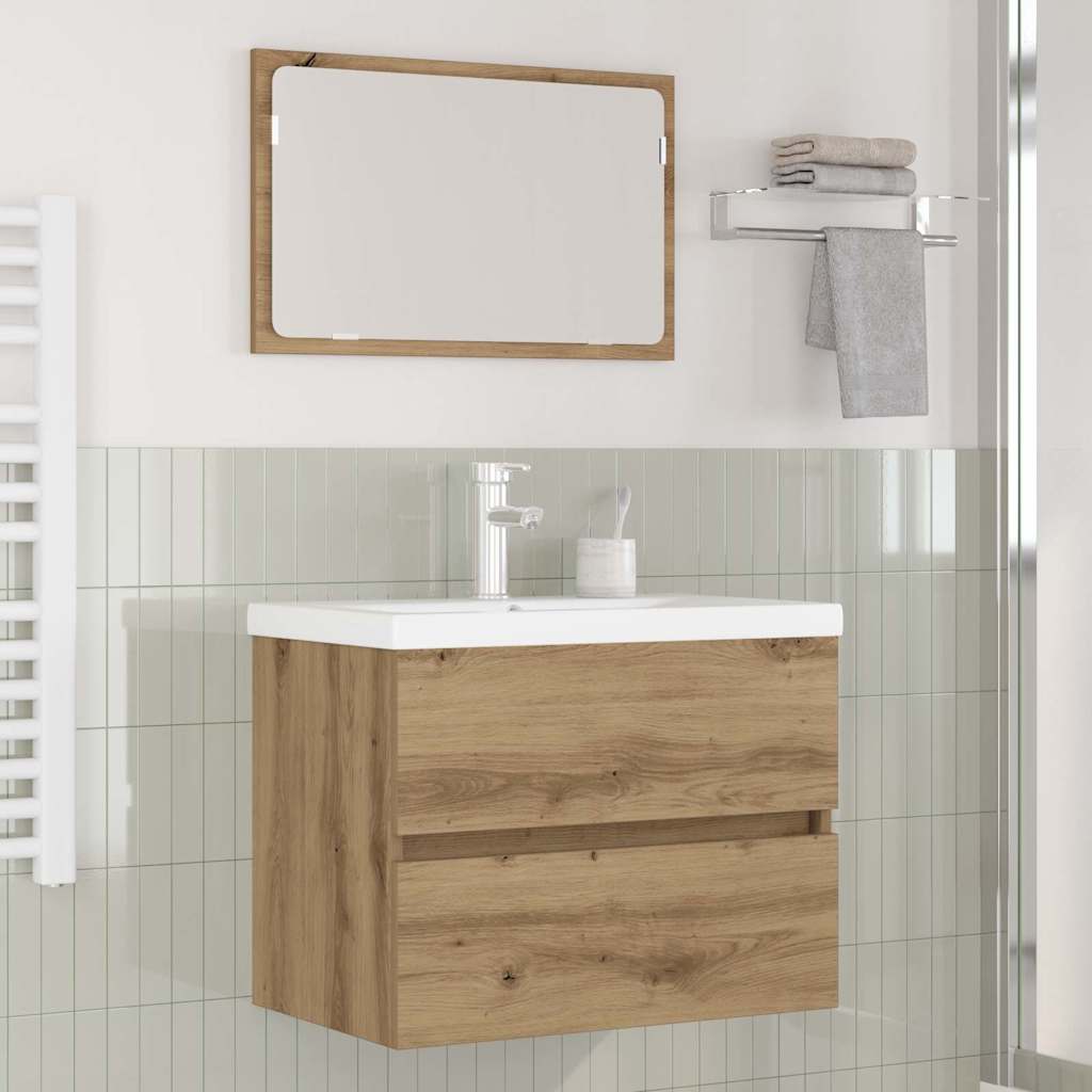 Badezimmermöbel Set Wandmontiert 3 pcs Schwarz Eichen-Optik