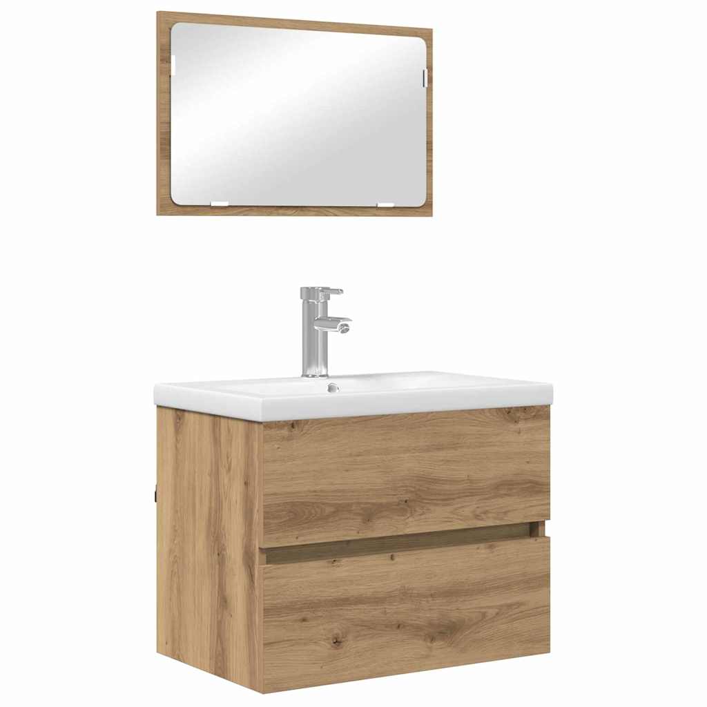 Badezimmermöbel Set Wandmontiert 3 pcs Schwarz Eichen-Optik