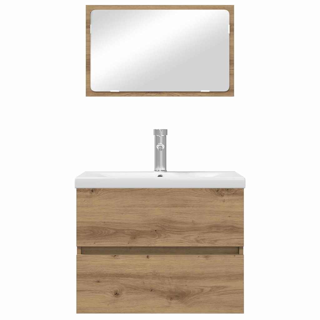 Badezimmermöbel Set Wandmontiert 3 pcs Schwarz Eichen-Optik