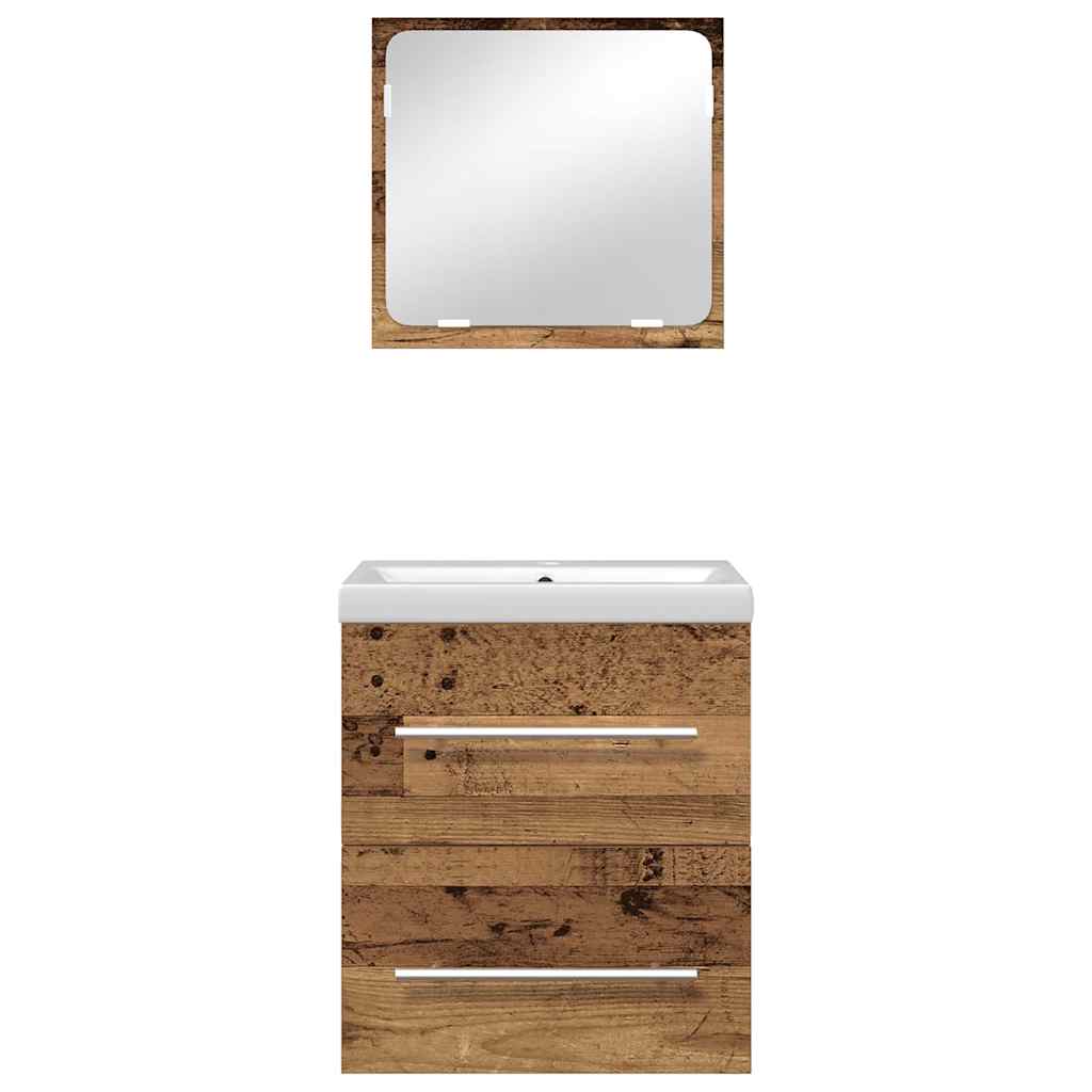 Badezimmermöbel Set mit Schubladen 2 pcs Altholz Holzwerkstoff