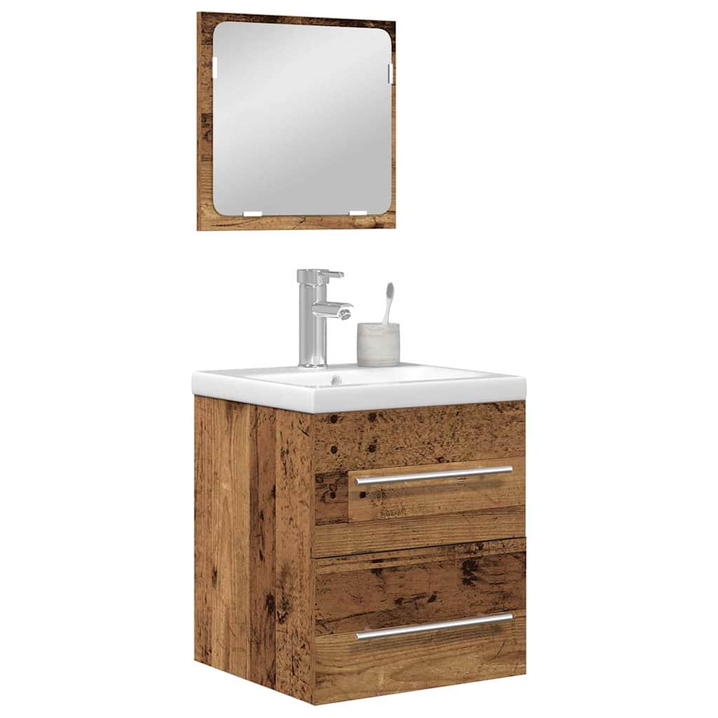 Badezimmermöbel Set mit Schubladen 2 pcs Altholz Holzwerkstoff