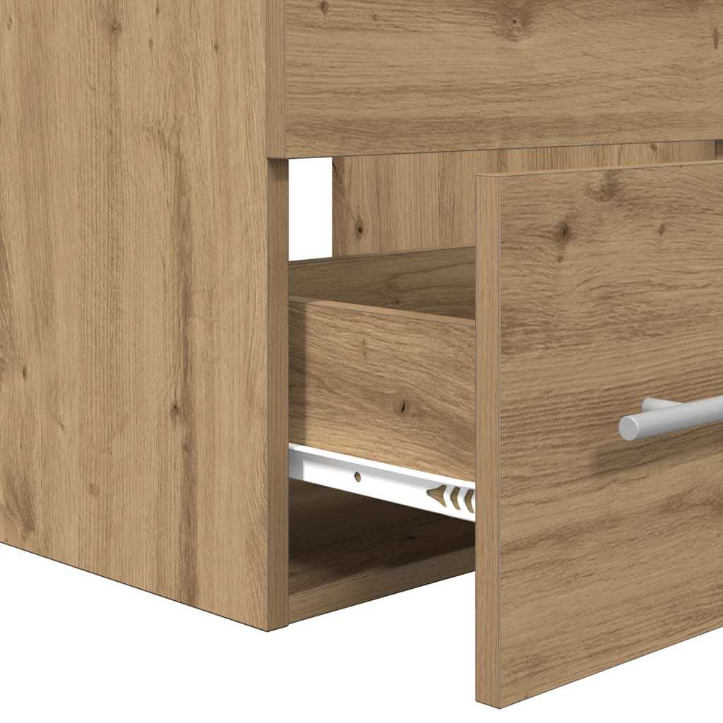 Badezimmermöbel Set 2 pcs Schwarz Eichen-Optik Holzwerkstoff