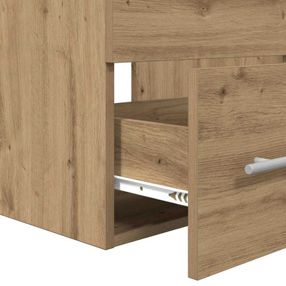 Badezimmermöbel Set 2 pcs Schwarz Eichen-Optik Holzwerkstoff