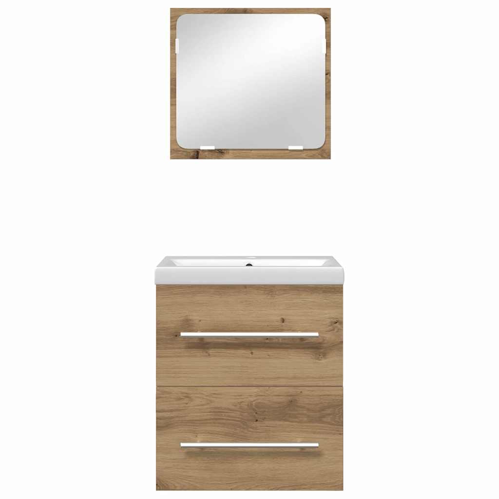 Badezimmermöbel Set 2 pcs Schwarz Eichen-Optik Holzwerkstoff