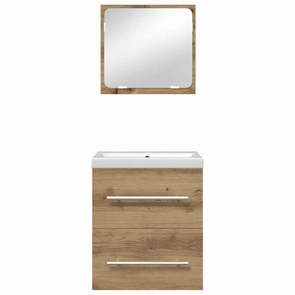 Badezimmermöbel Set 2 pcs Schwarz Eichen-Optik Holzwerkstoff