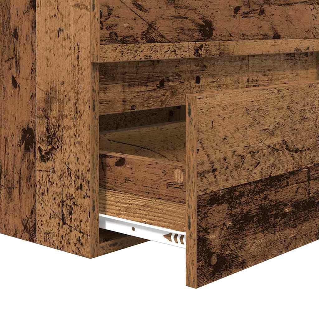 Badezimmermöbel Set 3 pcs Altes Holz und Weiß Holzwerkstoff
