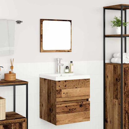 Badezimmermöbel Set 3 pcs Altes Holz und Weiß Holzwerkstoff
