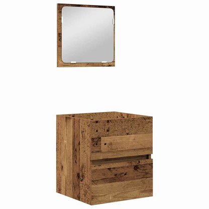 Badezimmermöbel Set 3 pcs Altes Holz und Weiß Holzwerkstoff