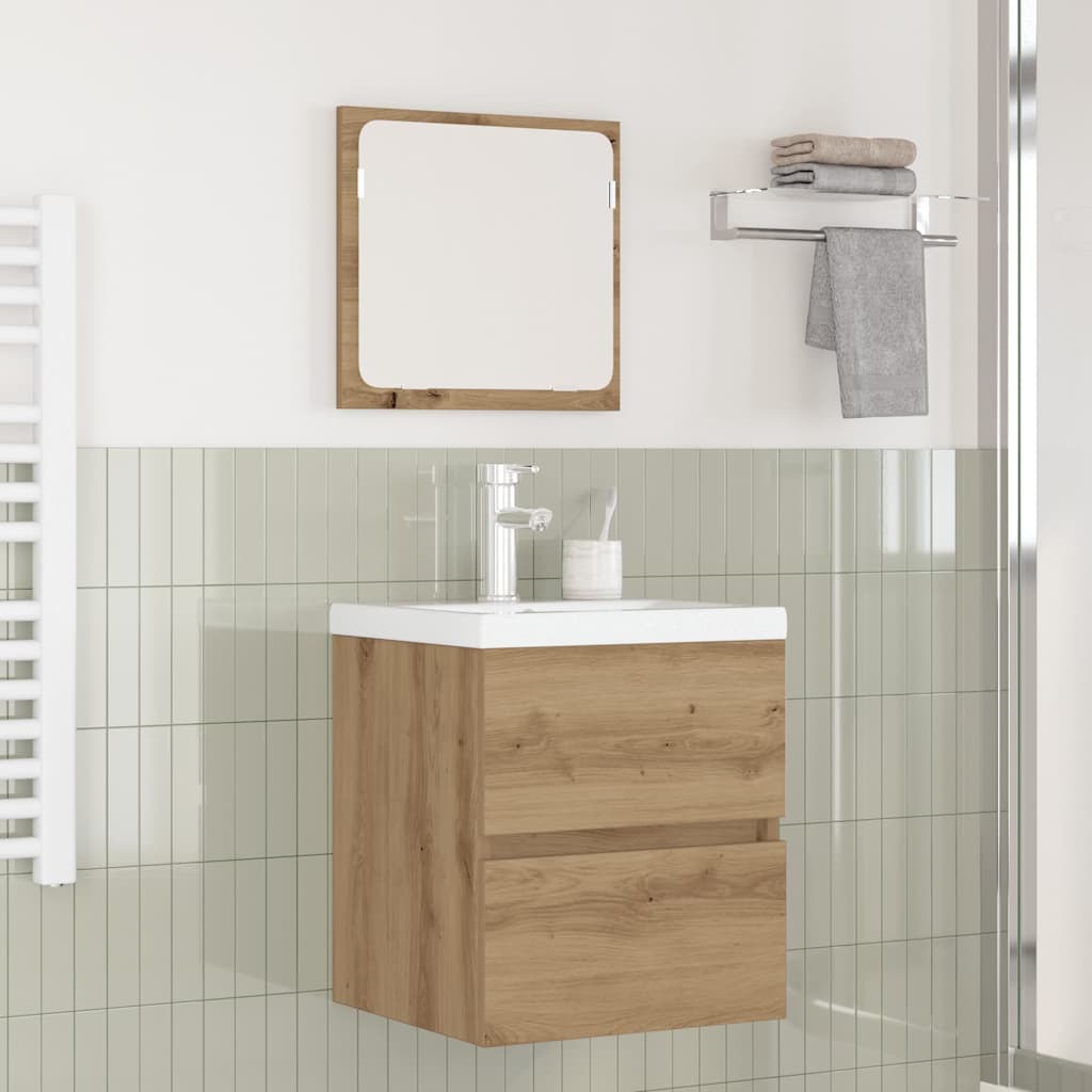 Badezimmermöbel Set Wandmontiert 3 pcs Schwarzer Eiche und Weiß