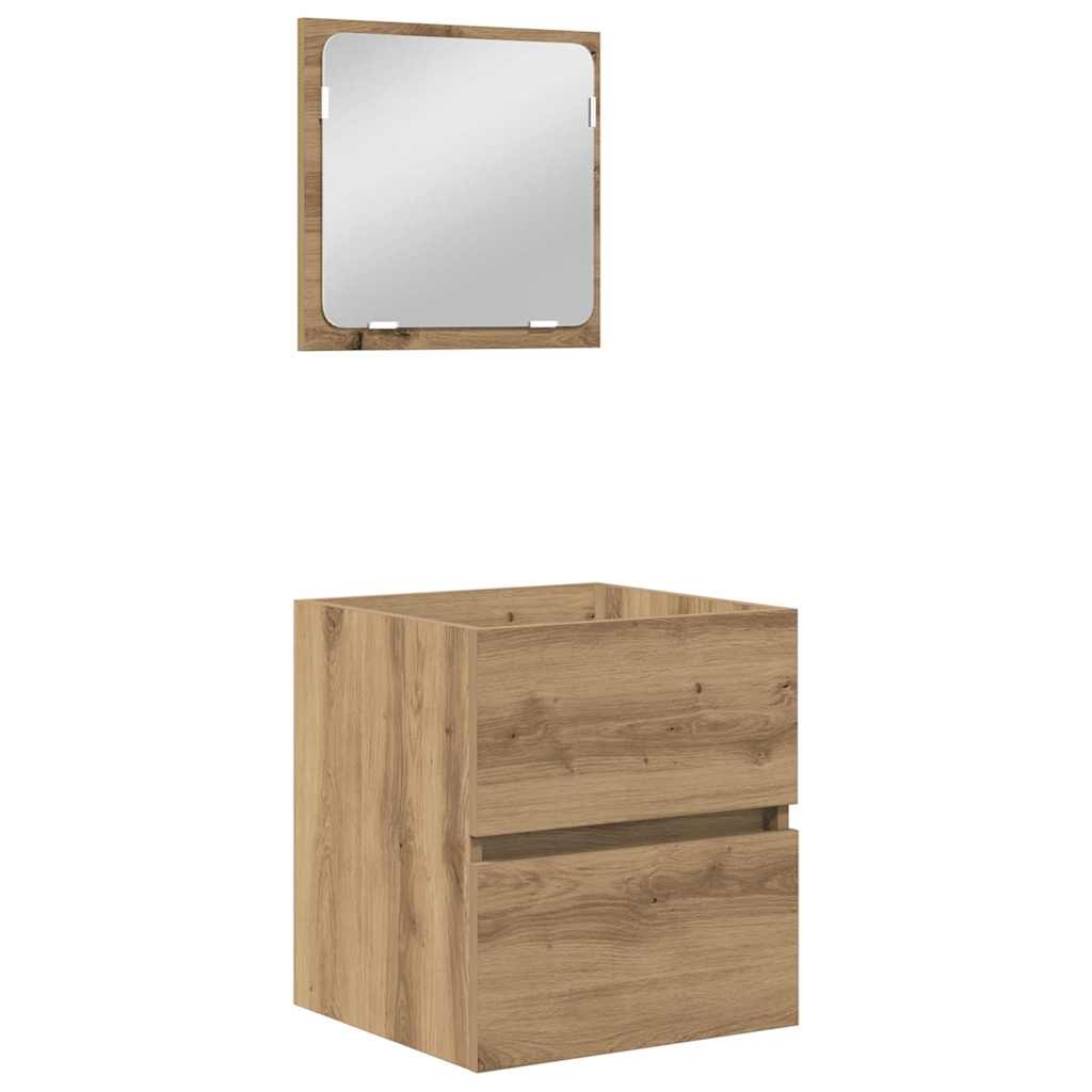 Badezimmermöbel Set Wandmontiert 3 pcs Schwarzer Eiche und Weiß