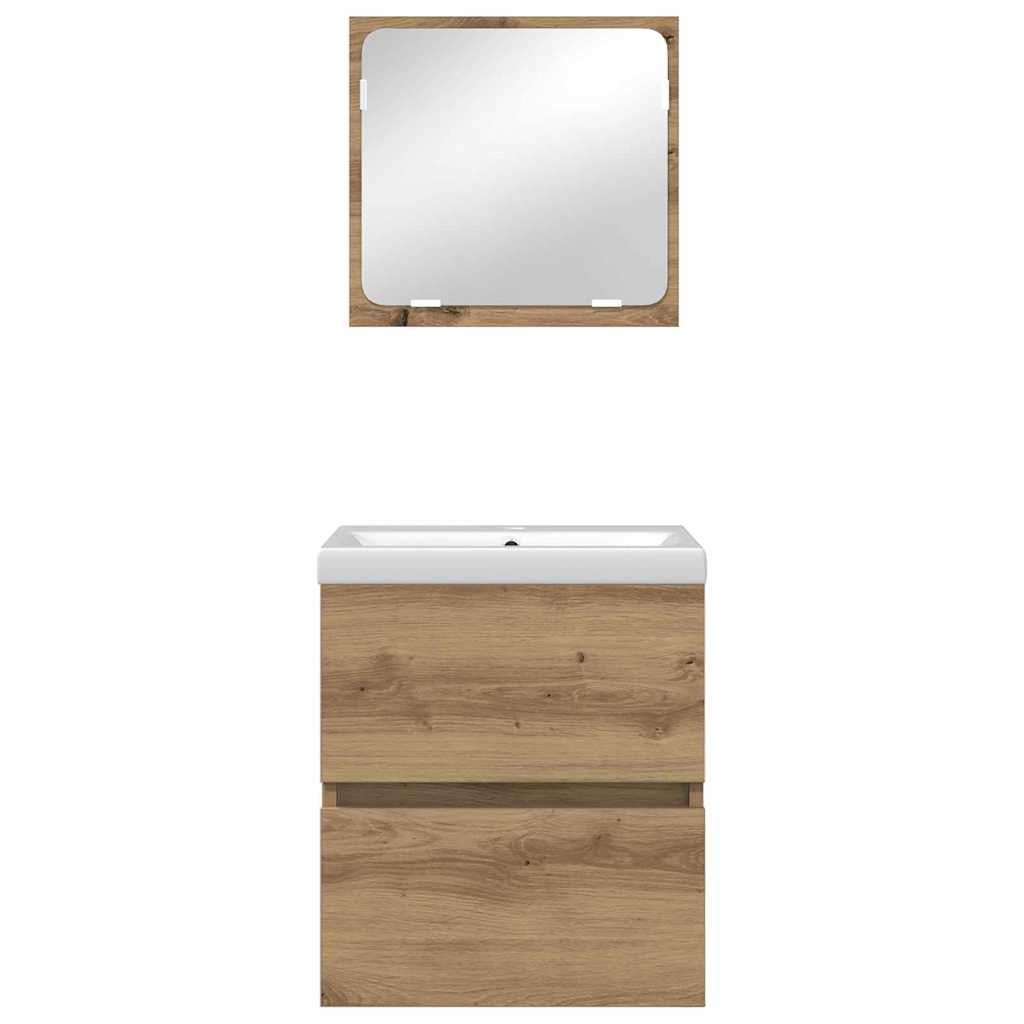 Badezimmermöbel Set Wandmontiert 3 pcs Schwarzer Eiche und Weiß