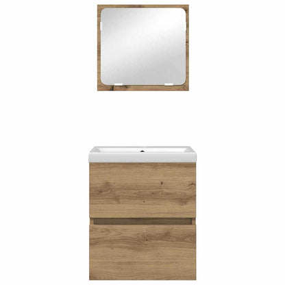 Badezimmermöbel Set Wandmontiert 3 pcs Schwarzer Eiche und Weiß