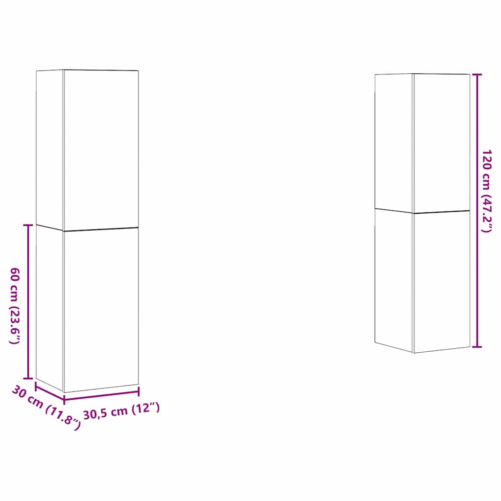 TV-Möbel-Set 4 pcs Altholz 30,5 x 30 x 60 cm Holzwerkstoff