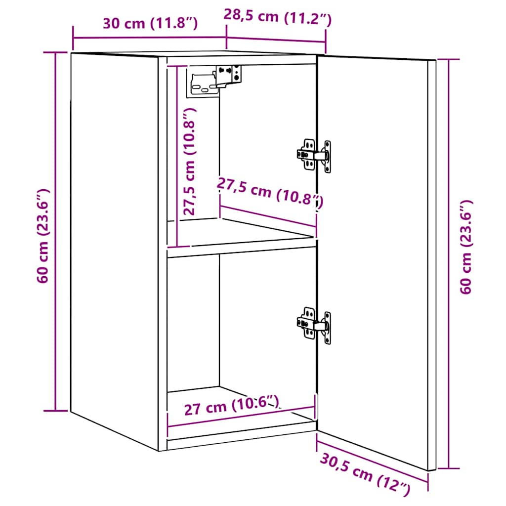 TV-Cabinet-Set 4 pcs Schwarze Eiche 30,5 x 30 x 60 cm