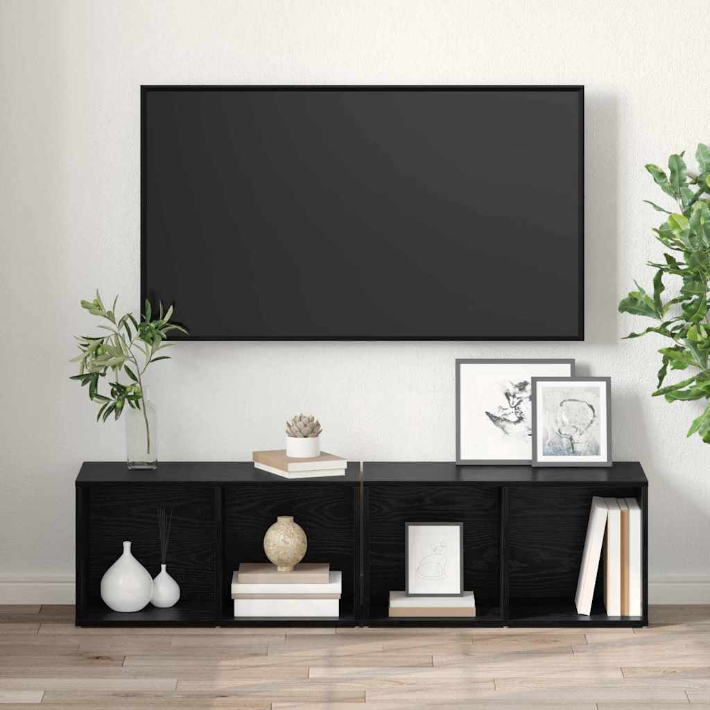 TV-Möbel-Set 2 pcs Schwarze Eiche Holzwerkstoff
