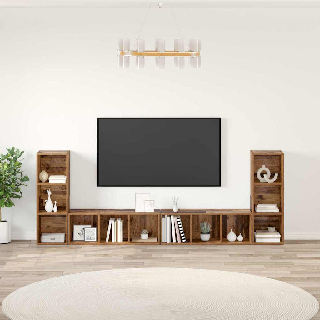 TV-Schränk 4 pcs Altholz 37 x 35 x 107.5 cm Ingenieuholz