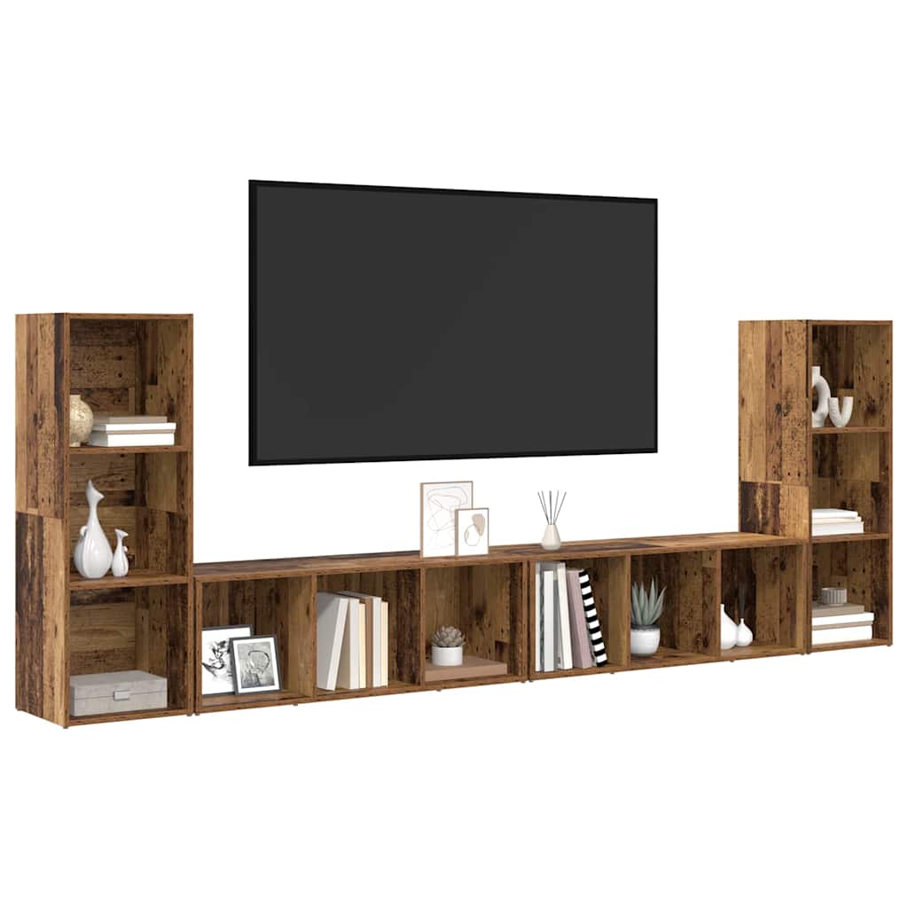 TV-Schränk 4 pcs Altholz 37 x 35 x 107.5 cm Ingenieuholz