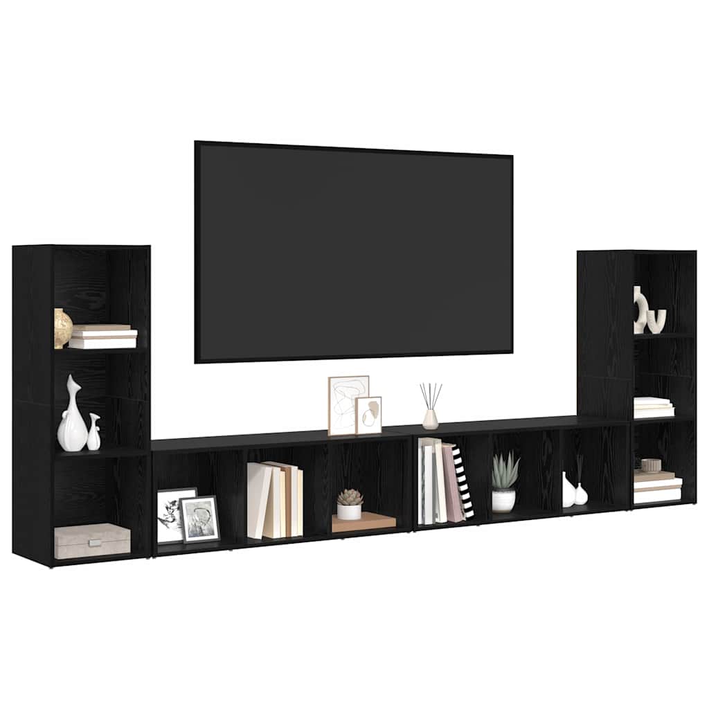 TV-Schränk 4 pcs Schwarze Eiche 37 x 35 x 107.5 cm Ingenieuholz