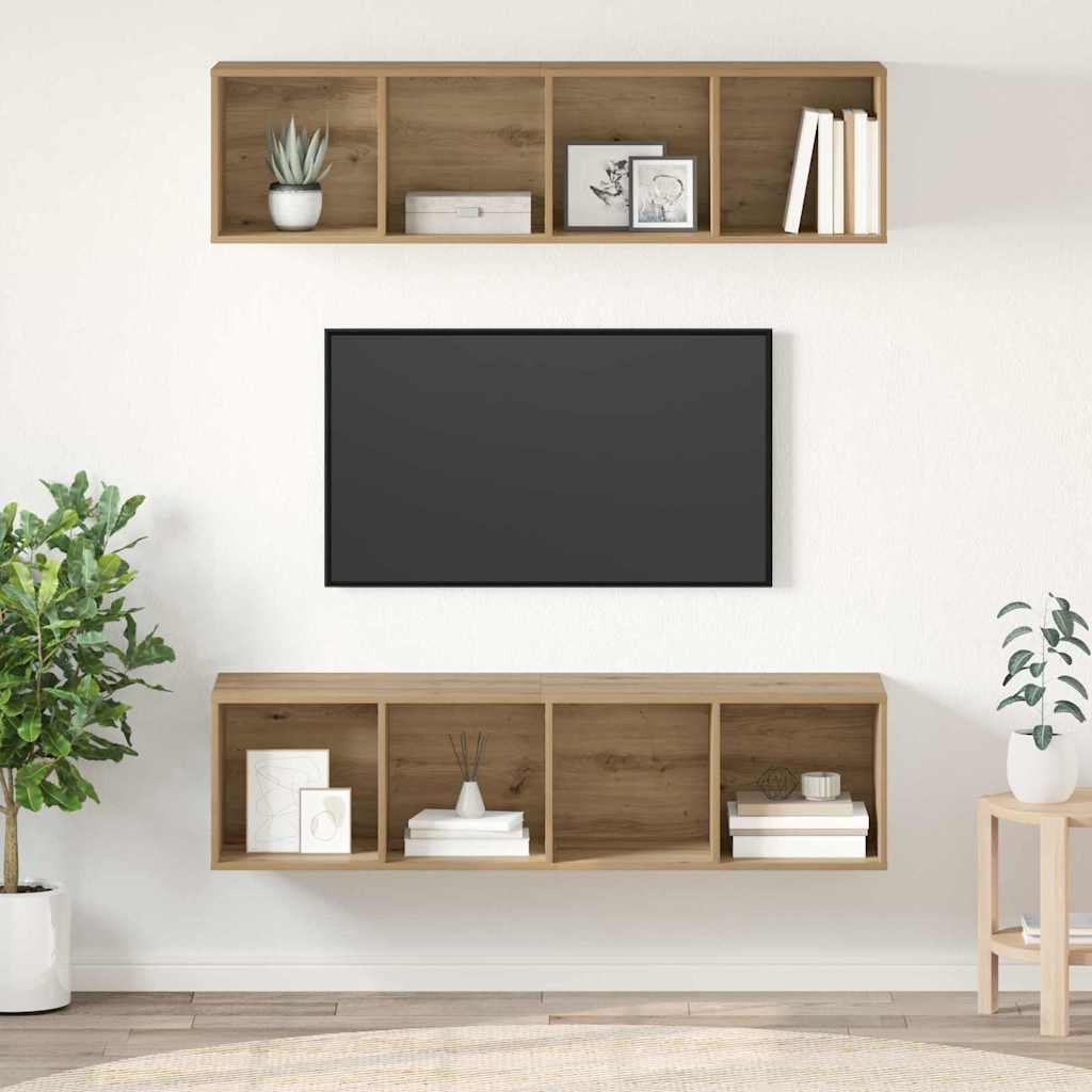 TV-Möbel-Set 2 pcs Eiche handwerklich 37 x 37 x 142,5 cm