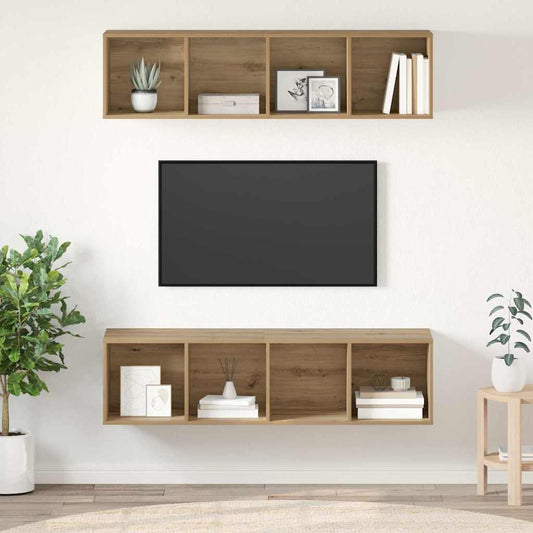 TV-Möbel-Set 2 pcs Eiche handwerklich 37 x 37 x 142,5 cm