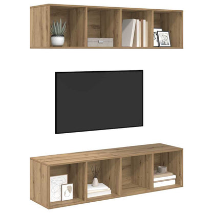 TV-Möbel-Set 2 pcs Eiche handwerklich 37 x 37 x 142,5 cm