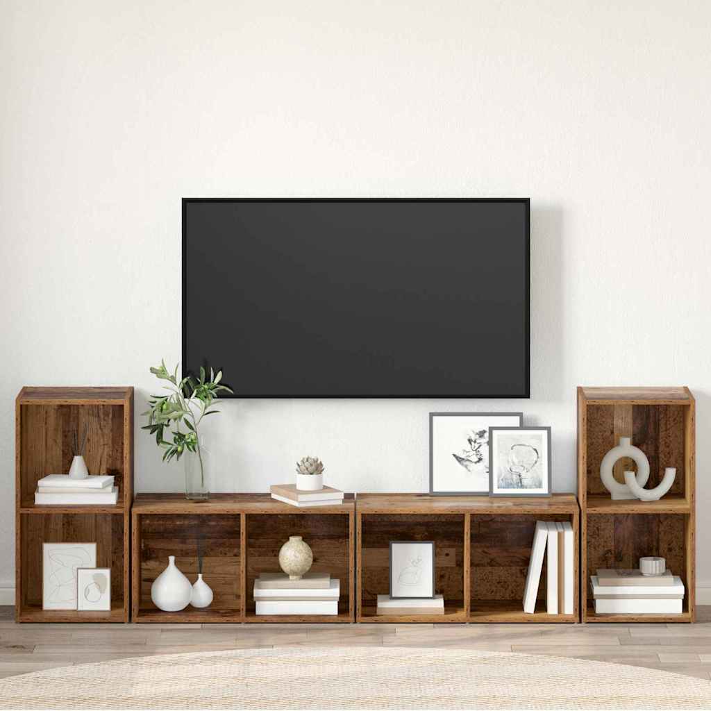 TV-Möbel-Set 4 pcs Altholz 37 x 35 x 72 cm Holzwerkstoff